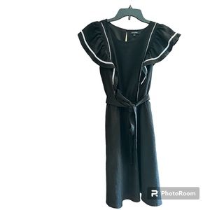 Women's Banana Republic crinkle fabric mid length black dress, Size S